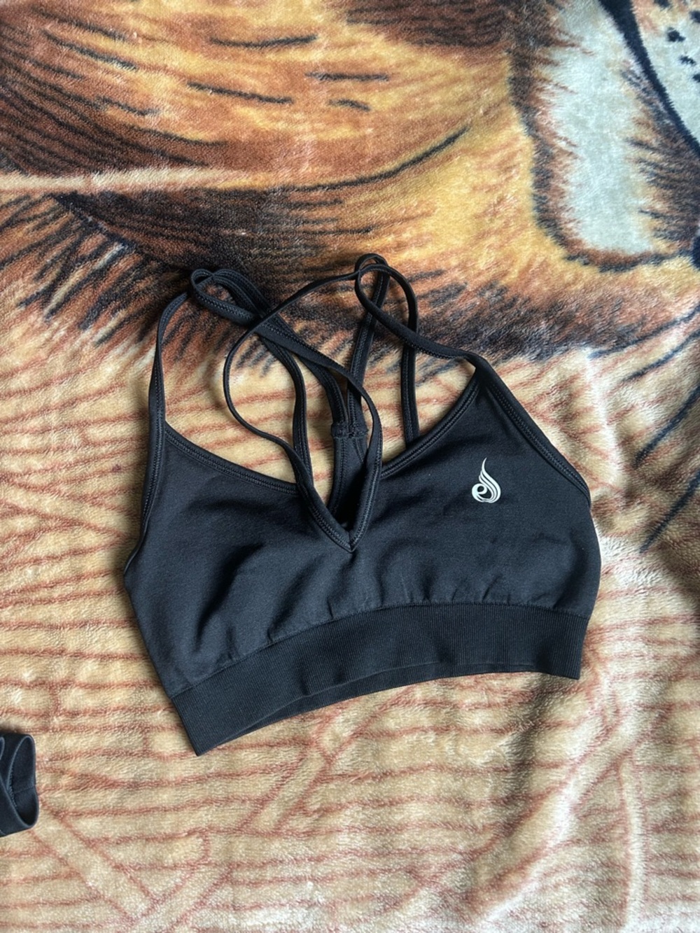 Ryderwear Black Strappy Sports Bralette with Logo Accent